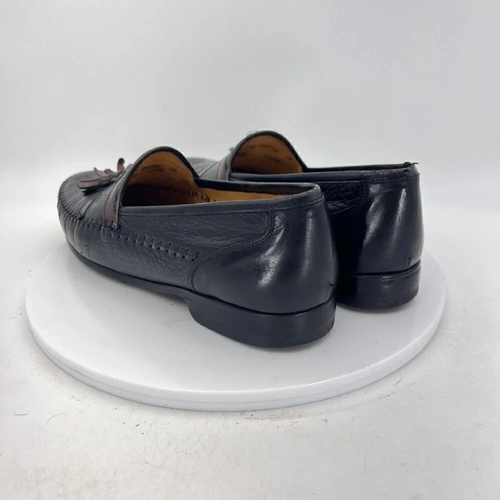 Mezlan Rodeo Men Size 9.5 M Fringe Tassel Loafer Dress Shoes Black Leather